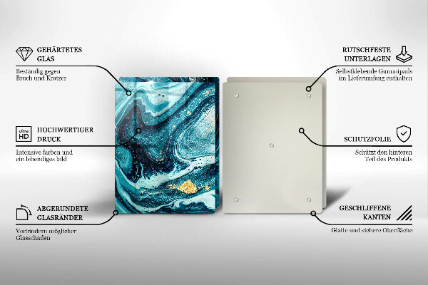 Skleněné krájecí prkénko Modré zlato abstrakce