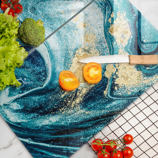 Skleněné krájecí prkénko Modré zlato abstrakce