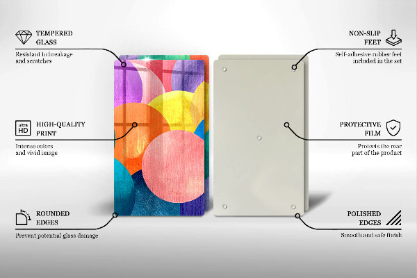 Skleněná krájecí deska Barevné kruhy