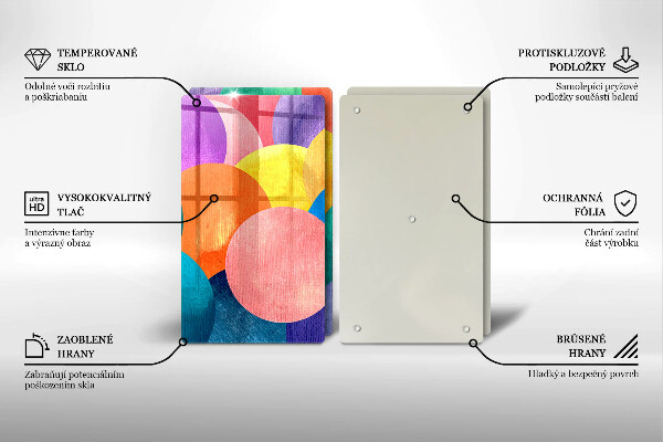 Skleněná krájecí deska Barevné kruhy