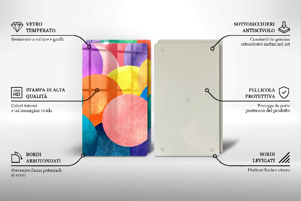 Skleněná krájecí deska Barevné kruhy