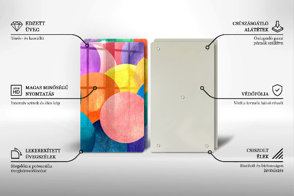 Skleněná krájecí deska Barevné kruhy