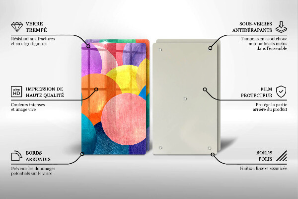 Skleněná krájecí deska Barevné kruhy