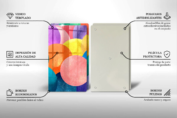 Skleněná krájecí deska Barevné kruhy