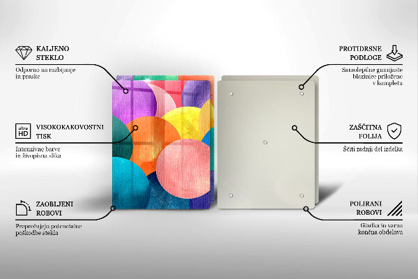 Skleněná krájecí deska Barevné kruhy