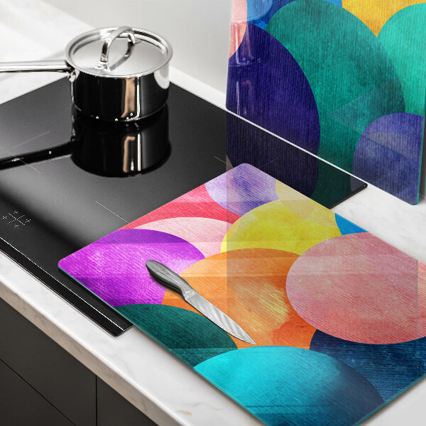 Skleněná krájecí deska Barevné kruhy