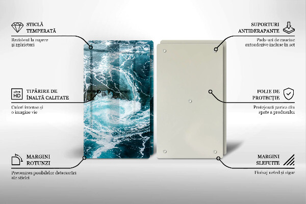 Skleněné krájecí prkénko Pěnivé vlny vody