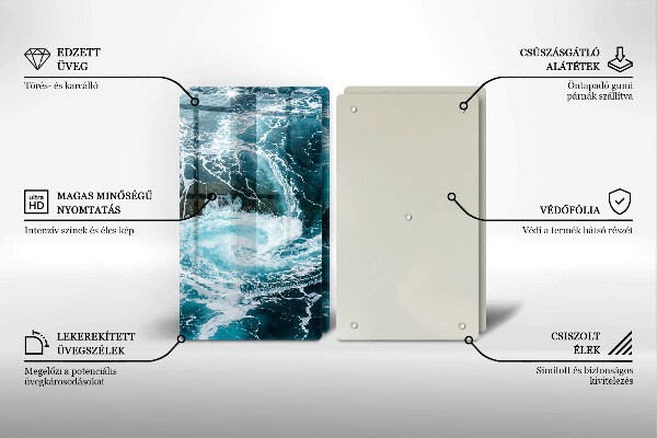 Skleněné krájecí prkénko Pěnivé vlny vody