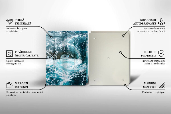 Skleněné krájecí prkénko Pěnivé vlny vody