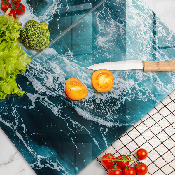 Skleněné krájecí prkénko Pěnivé vlny vody