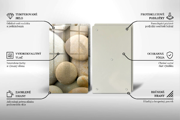 Skleněná krájecí deska Vzor oválných kamenů