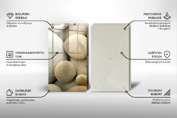 Skleněná krájecí deska Vzor oválných kamenů