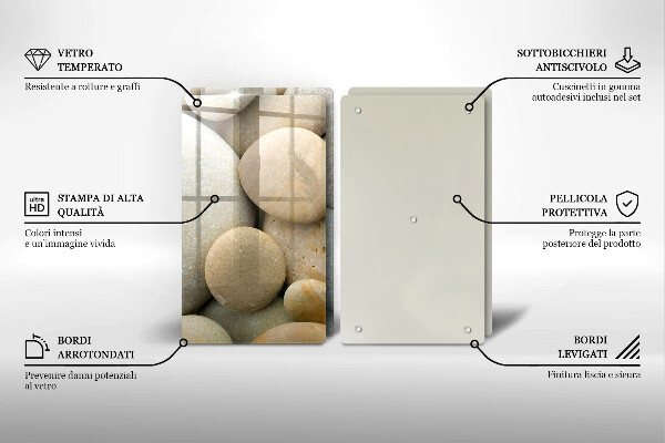 Skleněná krájecí deska Vzor oválných kamenů