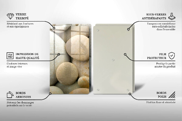 Skleněná krájecí deska Vzor oválných kamenů