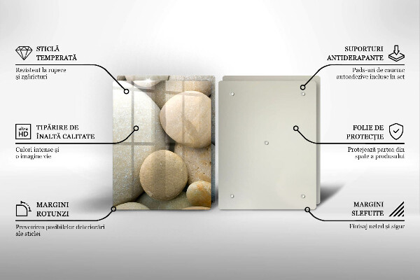 Skleněná krájecí deska Vzor oválných kamenů