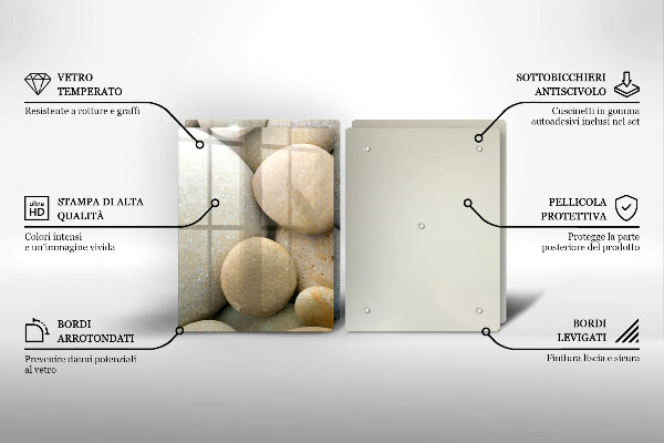 Skleněná krájecí deska Vzor oválných kamenů