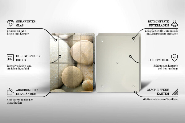 Skleněná krájecí deska Vzor oválných kamenů