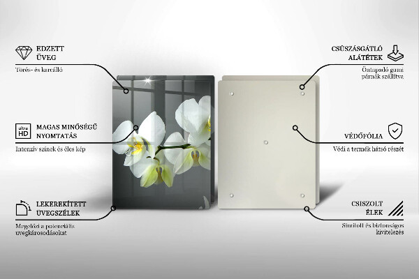 Skleněná krájecí deska Bílé květy orchidejí