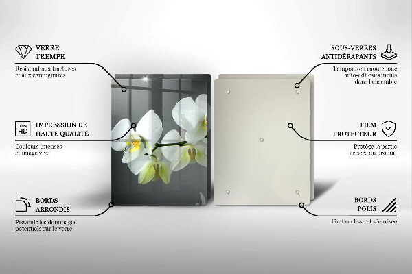 Skleněná krájecí deska Bílé květy orchidejí