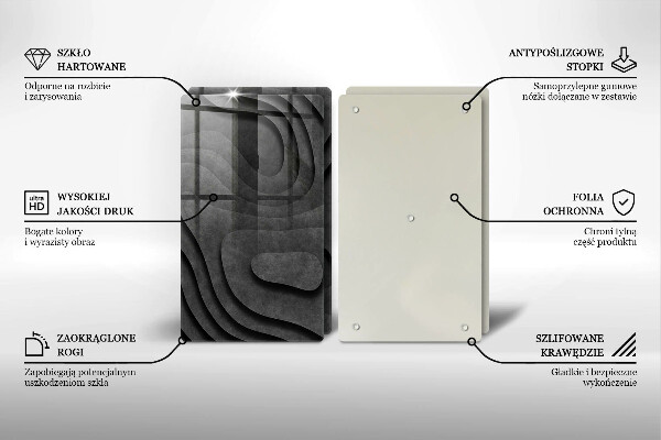 Skleněná krájecí deska 3d tvary kamenů