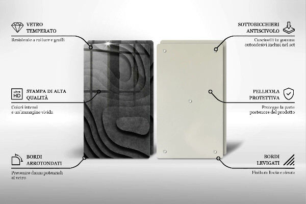 Skleněná krájecí deska 3d tvary kamenů