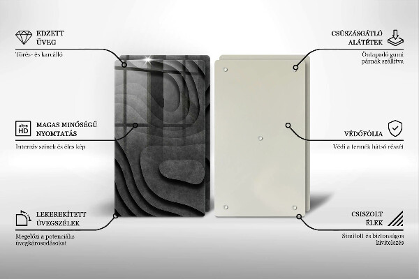 Skleněná krájecí deska 3d tvary kamenů