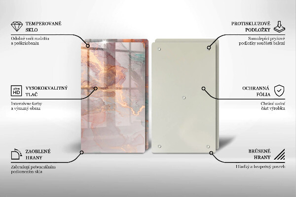 Skleněná krájecí deska Mramor se zlatem