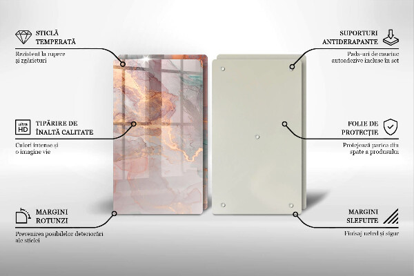 Skleněná krájecí deska Mramor se zlatem