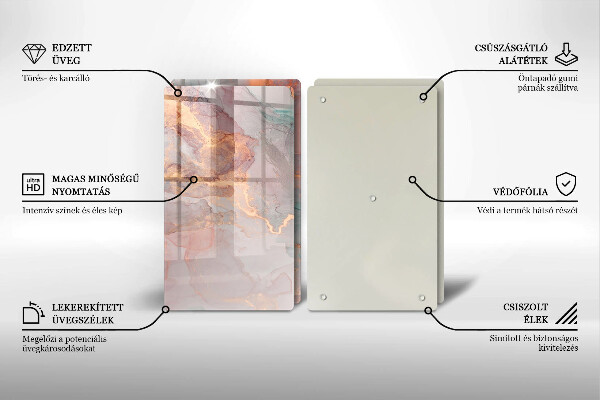 Skleněná krájecí deska Mramor se zlatem