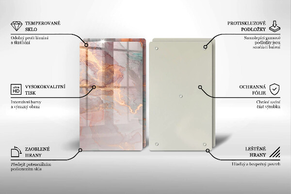 Skleněná krájecí deska Mramor se zlatem