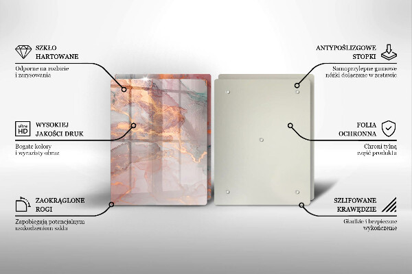 Skleněná krájecí deska Mramor se zlatem