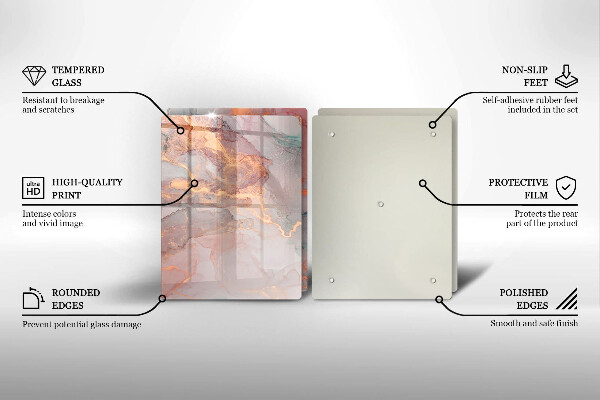 Skleněná krájecí deska Mramor se zlatem