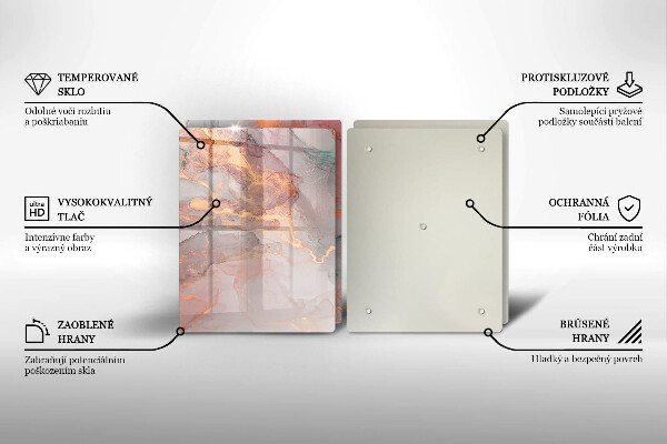 Skleněná krájecí deska Mramor se zlatem