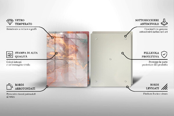 Skleněná krájecí deska Mramor se zlatem