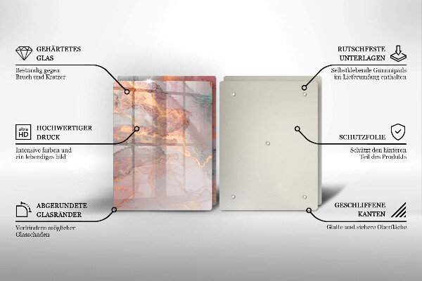 Skleněná krájecí deska Mramor se zlatem