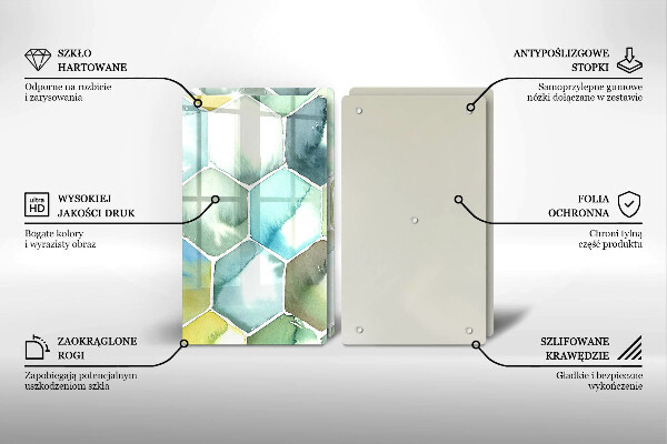 Skleněná krájecí deska Akvarel šestiúhelníky