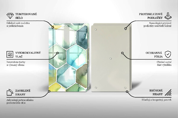 Skleněná krájecí deska Akvarel šestiúhelníky