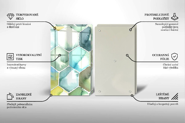 Skleněná krájecí deska Akvarel šestiúhelníky