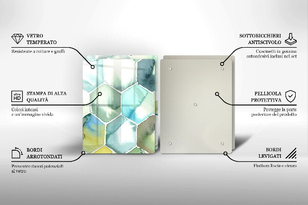 Skleněná krájecí deska Akvarel šestiúhelníky