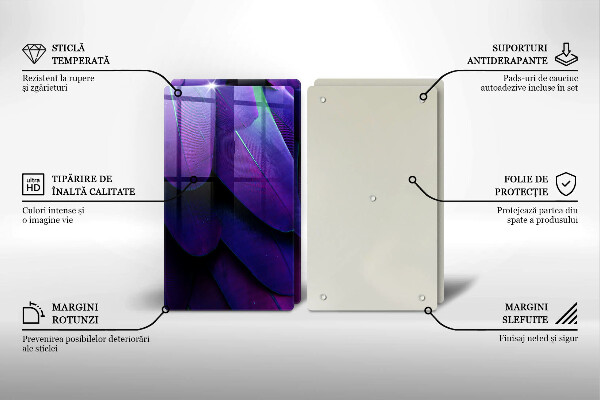 Skleněná krájecí deska Neonové peří