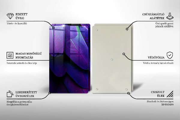 Skleněná krájecí deska Neonové peří