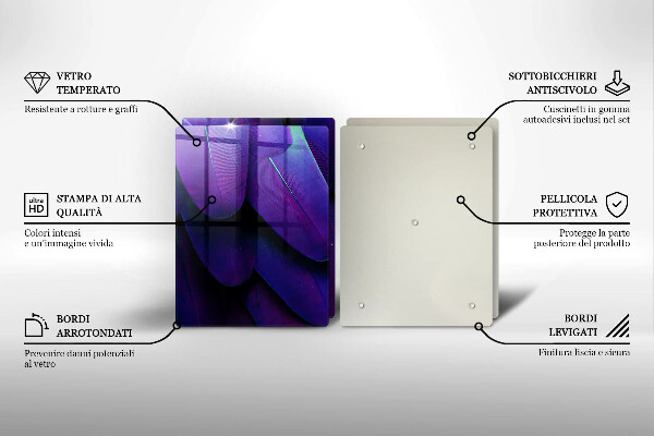 Skleněná krájecí deska Neonové peří