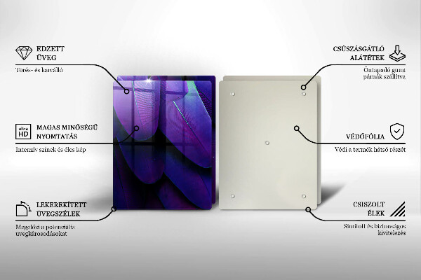 Skleněná krájecí deska Neonové peří