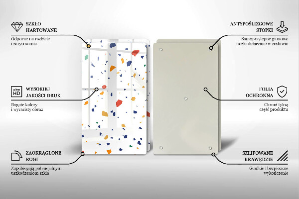 Skleněné krájecí prkénko Barevná kamenina