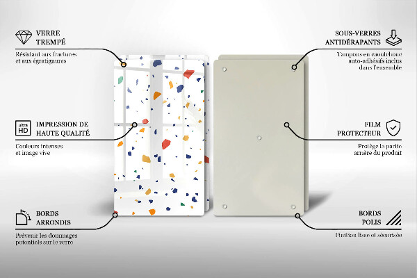 Skleněné krájecí prkénko Barevná kamenina