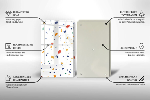 Skleněné krájecí prkénko Barevná kamenina