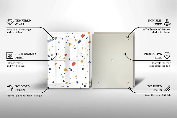 Skleněné krájecí prkénko Barevná kamenina