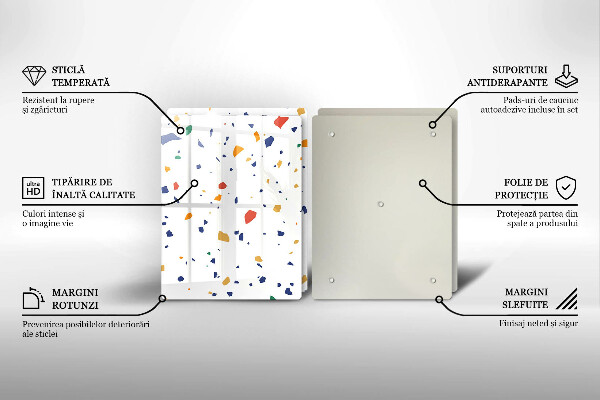 Skleněné krájecí prkénko Barevná kamenina