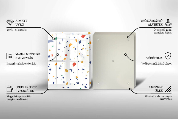 Skleněné krájecí prkénko Barevná kamenina