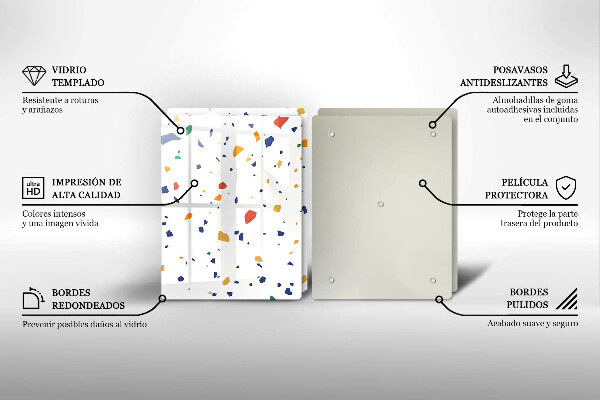 Skleněné krájecí prkénko Barevná kamenina